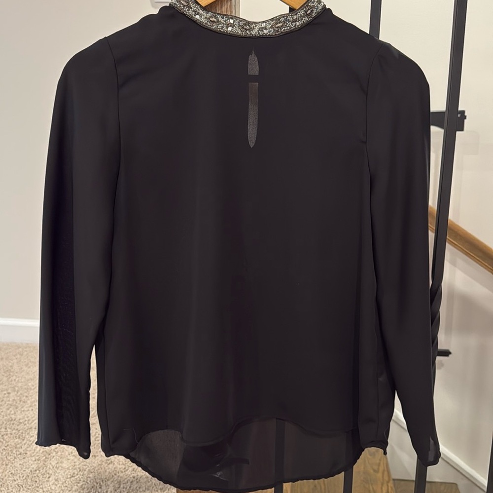 Zara silk blouse with crystal/pearl beading S